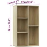 VidaXL Boekenkast/Dressoir 50x25x80 cm Spaanplaat Sonoma Eikenkleurig