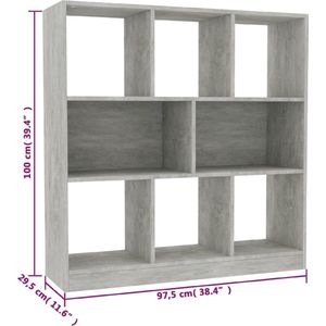 VidaXL Boekenkast 97,5x29,5x100 cm - Bewerkt Hout Betongrijs