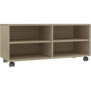 vidaXL Tv-meubel met Wieltjes 90x35x35 cm - Spaanplaat - Sonoma Eikenkleur