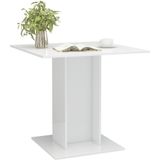 VidaXL Eettafel 80x80x75 cm Hoogglans Wit - Spaanplaat