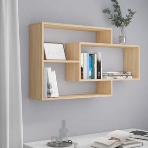 vidaXL - Wandschappen - Sonoma Eikenkleurig - Bewerkt Hout - 3 Open Vakken
