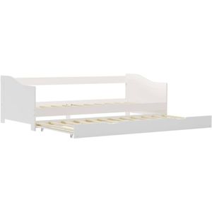 vidaXL - Bedbankframe - uittrekbaar - grenenhout - wit - 90x200 - cm