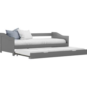 vidaXL Ausziehsofa Bettgestell Grau Kiefernholz 90×200 cm