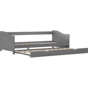 vidaXL - Bedbankframe - uittrekbaar - grenenhout - grijs - 90x200 - cm