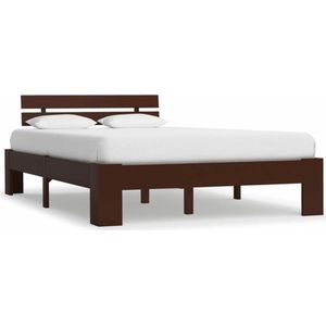 vidaXL-Bedframe-massief-grenenhout-donkerbruin-140x200-cm