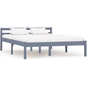 vidaXL-Bedframe-massief-grenenhout-grijs-140x200-cm