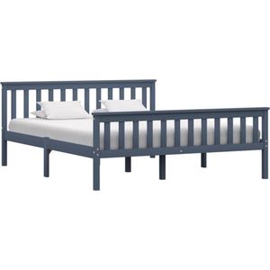 vidaXL-Bedframe-massief-grenenhout-grijs-160x200-cm