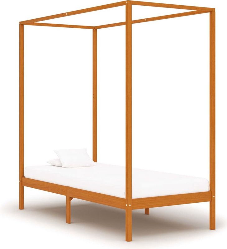 Himmelbett-Gestell Honigbraun Massivholz Kiefer 100 x 200 cm vidaXL