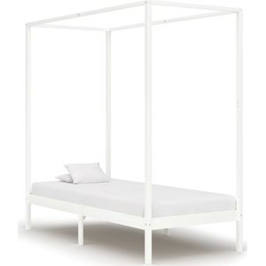 vidaXL Hemelbedframe massief grenenhout wit 90x200 cm