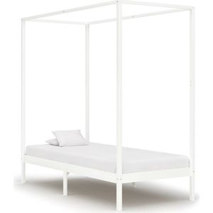 VidaXL Hemelbedframe Massief Grenenhout Wit 90x200 cm