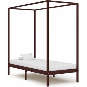 VidaXL Hemelbedframe Massief Grenenhout Donkerbruin 90x200 cm