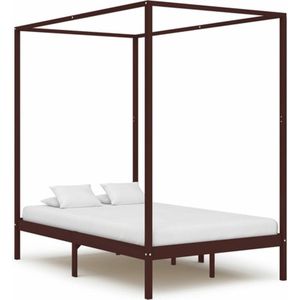 vidaXL-Hemelbedframe-massief-grenenhout-donkerbruin-120x200-cm