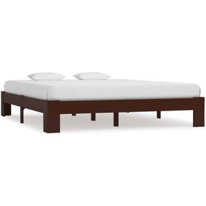 vidaXL-Bedframe-massief-grenenhout-donkerbruin-180x200-cm