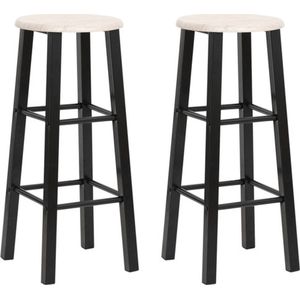 vidaXL Barkruk Zwart en hout
