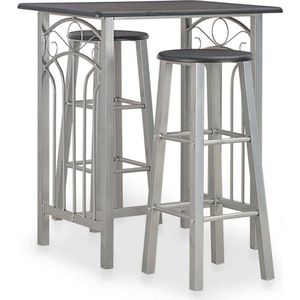 vidaXL 3-delige Barset hout en staal zwart