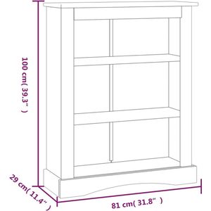 VidaXL-Boekenkast-3-planken-81x29x100-cm-grenenhout-Corona-stijl-grijs