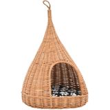 vidaXL Katzenhaus mit Kissen 40x60 cm Naturweide Tipi