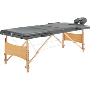 vidaXL - Massagetafel - met - 3 - zones - 186x68 - cm - houten - frame - antraciet