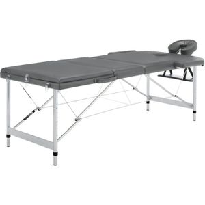 vidaXL - Massagetafel - met - 3 - zones - 186x68 - cm - aluminium - frame - antraciet