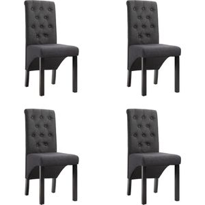 vidaXL Eetkamerstoelen 4 st stof donkergrijs