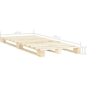 VidaXL Bedframe Pallet Massief Grenenhout 120x200 cm