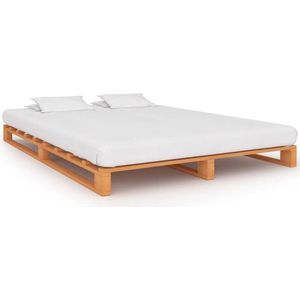 VidaXL Bedframe Pallet Massief Grenenhout Bruin 160x200 cm