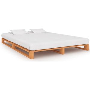 VidaXL Bedframe Pallet Massief Grenenhout Bruin 200x200 cm