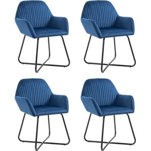 VidaXL Eetkamerstoelen 4 st. Fluweel Blauw