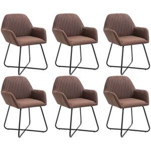 vidaXL Eetkamerstoelen 6 st stof bruin