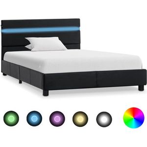 vidaXL Bedframe LED Kunstleer Zwart 90x200 cm