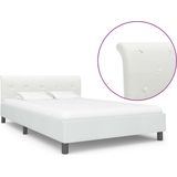 vidaXL - Bedframe - kunstleer - wit - 140x200 - cm