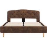 vidaXL Bettgestell Braun Wildleder-Optik 120x200 cm