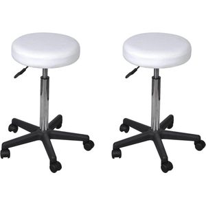 vidaXL Bürohocker 2 Stk. Weiß 35,5x84 cm Kunstleder