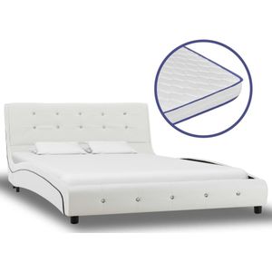 VidaXL Bed met Traagschuim Matras Kunstleer Wit 120x200 cm