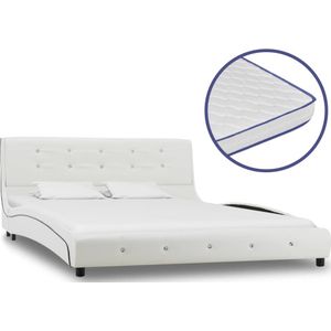 VidaXL Bed met Traagschuim Matras Kunstleer Wit 140x200 cm