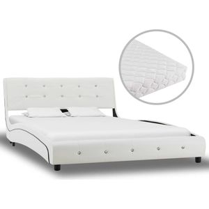 vidaXL-Bed-met-matras-kunstleer-wit-120x200-cm