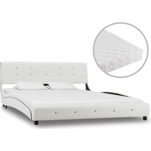 VidaXL Bed met Matras Kunstleer Wit 140x200 cm