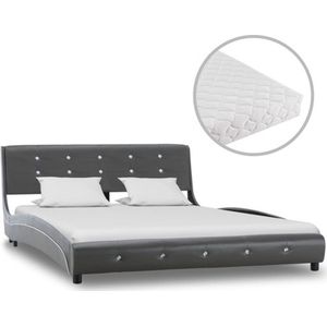 vidaXL-Bed-met-matras-kunstleer-grijs-140x200-cm