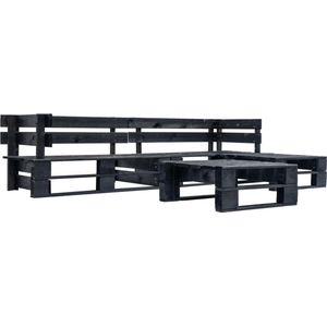 VidaXL 4-Delige Loungeset Pallet Hout Zwart