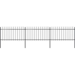 vidaXL - Tuinhek - met - speerpunt - staal - 537x100 - cm - zwart