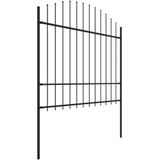 vidaXL Gartenzaun mit Speerspitzen Stahl (1,5 - 1,75) x 6,8 m Schwarz