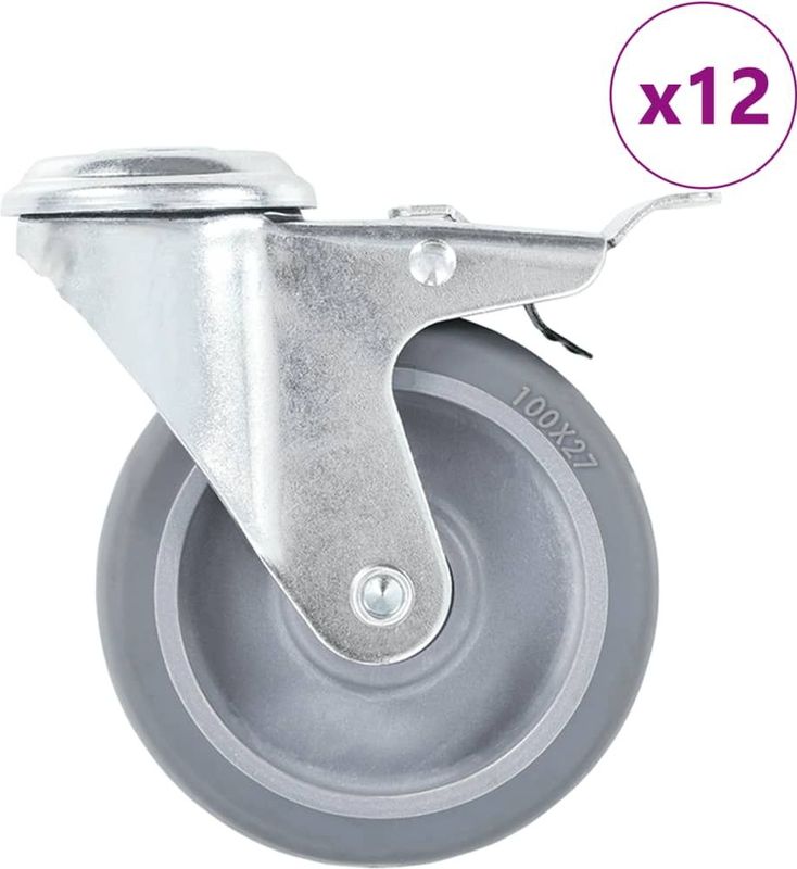vidaXL 12 st Zwenkwielen met boutgaten 100 mm