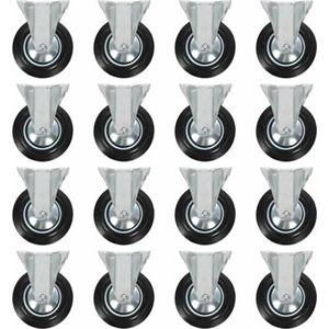 vidaXL - 16 St Vaste Wielen - 160 mm - Rubber - Zink Gecoat Ijzeren Frame