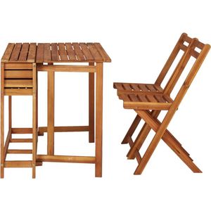 VidaXL Tuintafel met Plantenbak en 2 Bistrostoelen - Massief Acaciahout