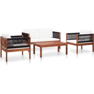 vidaXL - 4-delige - Loungeset - massief - acaciahout