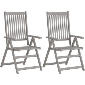 Verstellbare Gartenstühle 2 Stk. Grau Massivholz Akazie Vidaxl