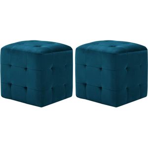 VidaXL Poef Set 2 Stuks 30x30x30 cm Fluweel Blauw