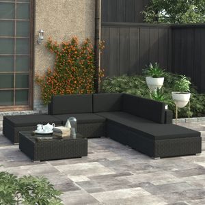 Vidaxl - 6-tlg. Garten-Lounge-Set mit Kissen Poly Rattan Schwarz