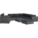 vidaXL - 8-delige - Loungeset - met - kussens - poly - rattan - grijs