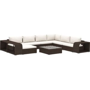 vidaXL - Loungeset - Bruin - Poly Rattan - 10-delig